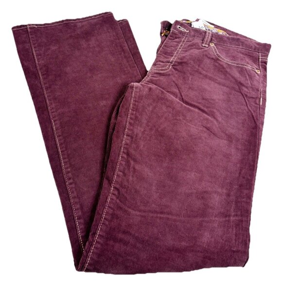 VTG Old Navy Sz 8 (Actual 33x30.5) Stretch Red/Brown Corduroy Bootcut Pants EUC - Picture 1 of 9
